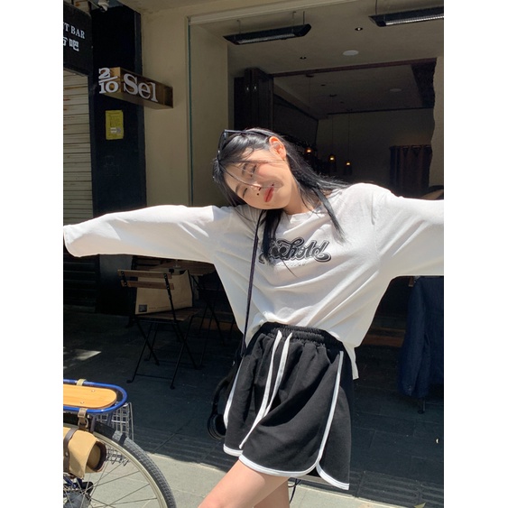 Áo Thun cotton Cổ Tròn Tay Dài In Chữ Thời Trang Dành Cho Nữ