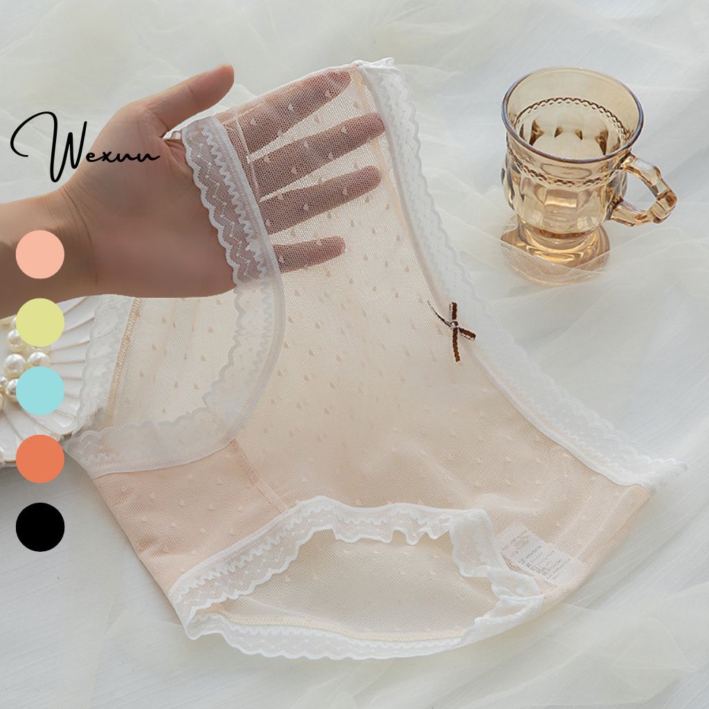 Quần lót nữ ren gấm cao cấp Wexuu Design ren lưới xuyên thấu co dãn kháng khuẩn - QC133