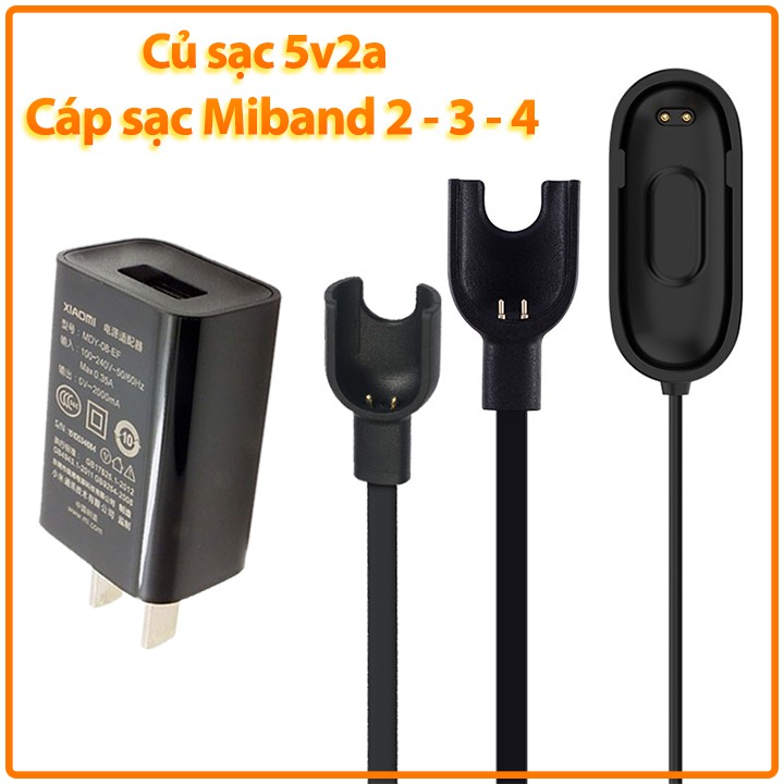 Cáp sạc Cho Máy Xiaomi Miband 2 - 3 - 4 + Củ sạc 5v2a