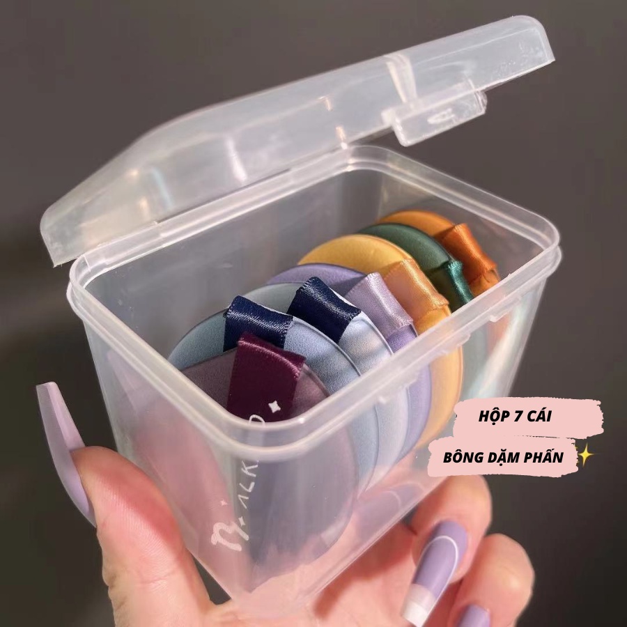 Hộp 7 bông dặm phấn trang điểm mềm mại