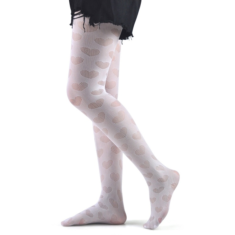 Xiangbao Quần Tất Lưới Họa Tiết Trái Tim Phong Cách Gothic Punk Harajuku Gợi Cảm Cho Nữ