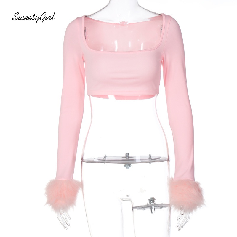 Áo Thun Cổ Vuông Tay Dài Màu Trơn Dáng Ôm Thời Trang Quyến Rũ Cho Nữ 2022