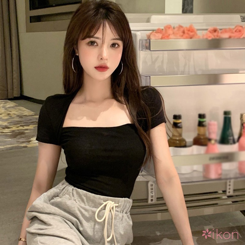 Áo Thun Tay Ngắn Màu Trơn Thời Trang Cho Nữ