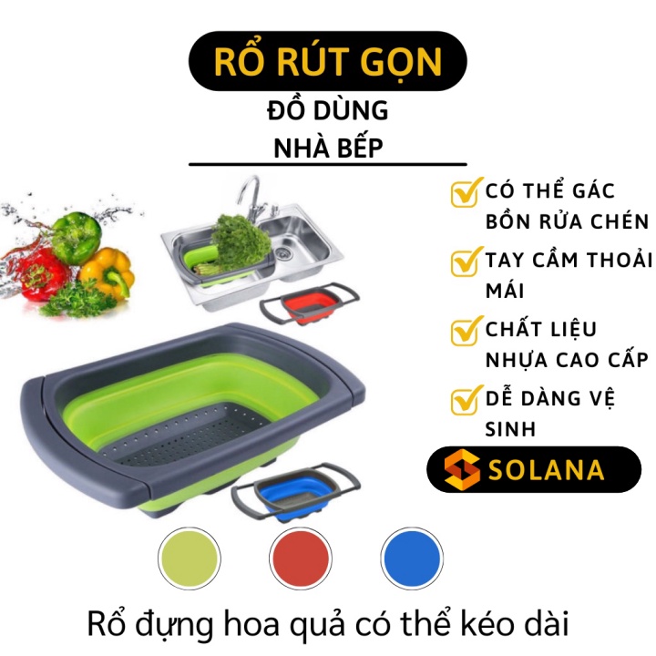 Rố Rút Gọn - Rổ Có Thể Kéo Dài Gác Bồn Rửa Chén Có Tay Cầm Tiện Lợi, Rây Lọc 5226
