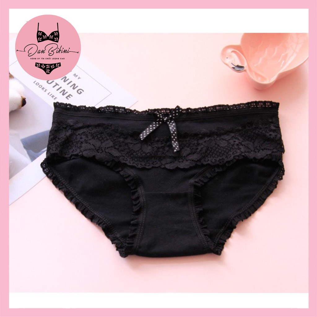 Quần Lót Nữ Cotton thiết kế viền ren đính nơ Quảng Châu cao cấp mẫu 2802