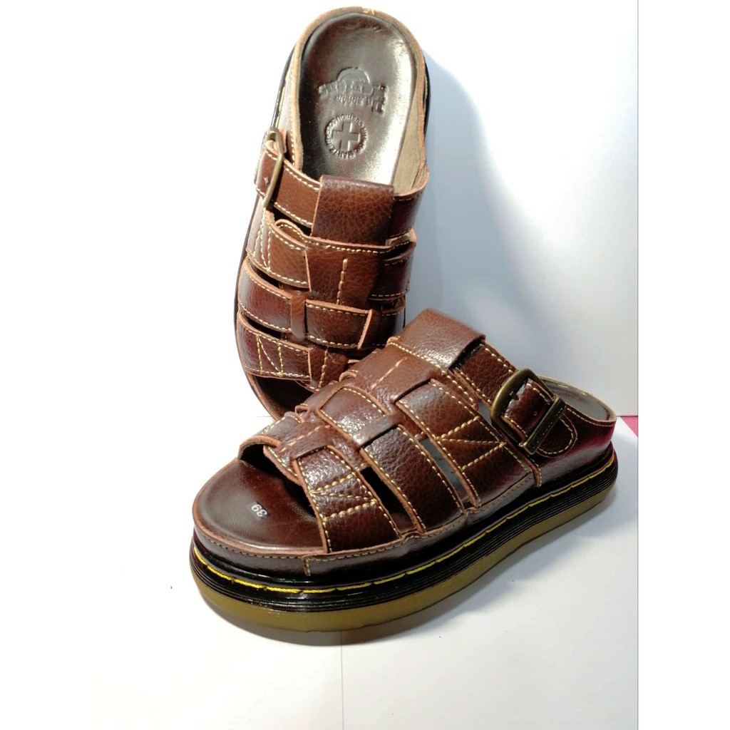 [dép da nam cao cấp] Dép Nam Quai Ngang Doctor Dr.Martens Da Bò Cao Cấp Hàng VNXK - Đế Lót Da Bò - Mã D7 [thời trang]