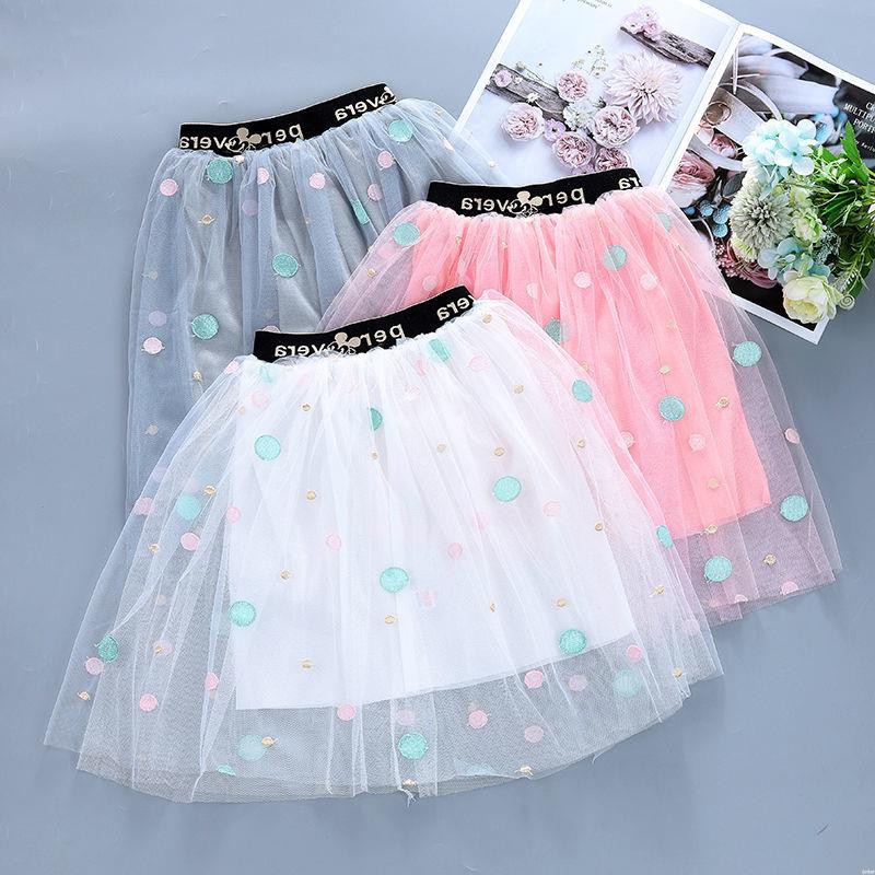 Chân váy chữ A phối lưới thời trang cho bé gái