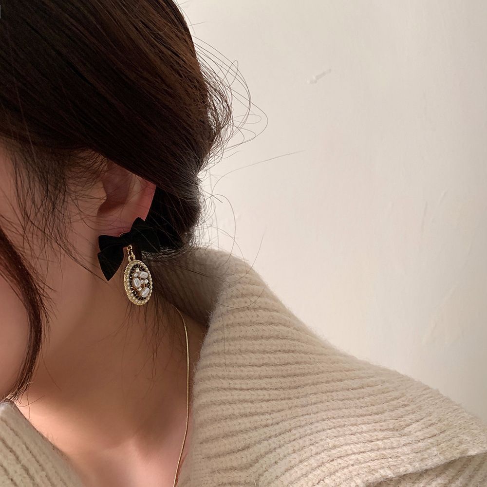 Bông tai nơ bằng hợp kim phong cách Hàn Quốc xinh xắn cho nữ