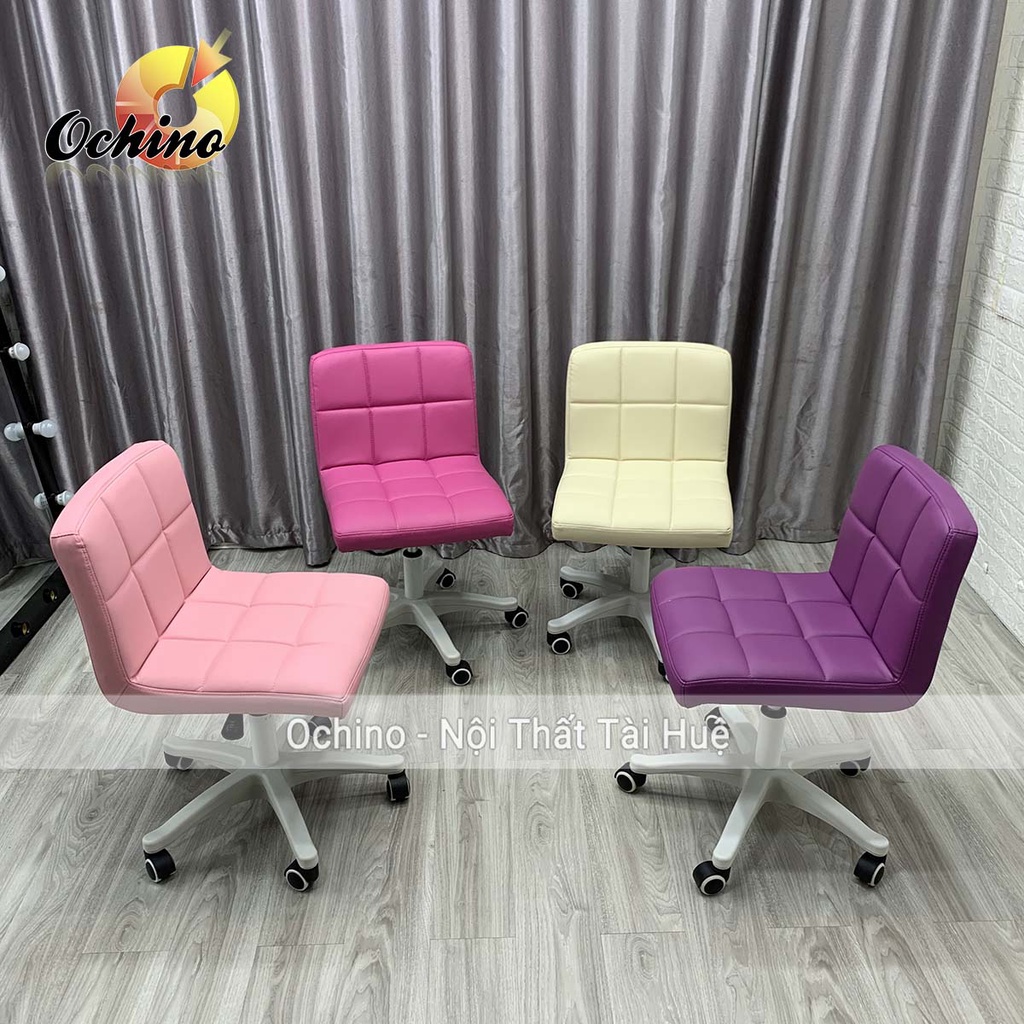 Ghế Xoay Văn Phòng, Ghế Spa Phun Xăm  Mẫu VỊN TAY INOX KHÔNG TAY Hiện Đại Chân Nhựa Trắng (Ảnh Thật Và Video)