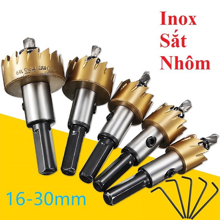 Bộ 5 mũi khoét mũi khoan sắt nhuôm HSS 16-30mm chất lượng cao