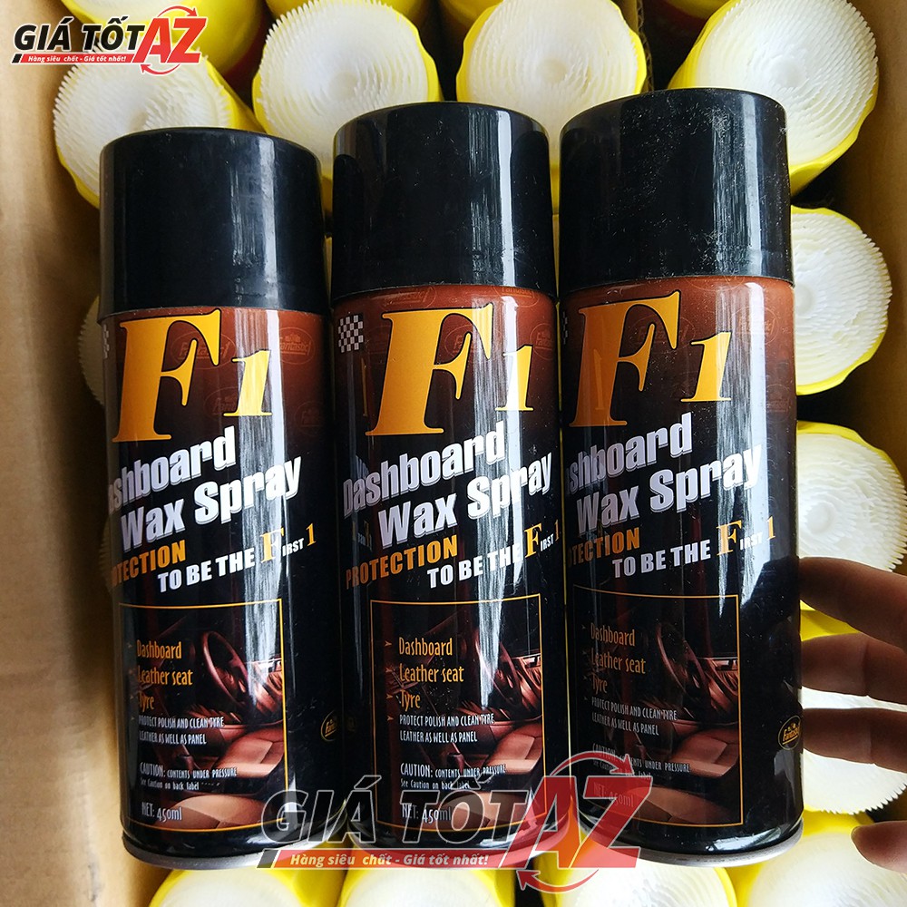 Chai xịt dưỡng bóng da, nhựa cao cấp cho xe ô tô WAX F1 450g