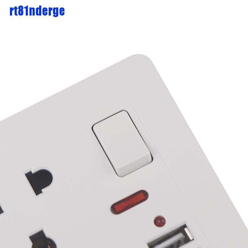 Ổ Cắm Điện Gắn Tường Có Công Tắc Đèn LED 5 Lỗ Cắm USB