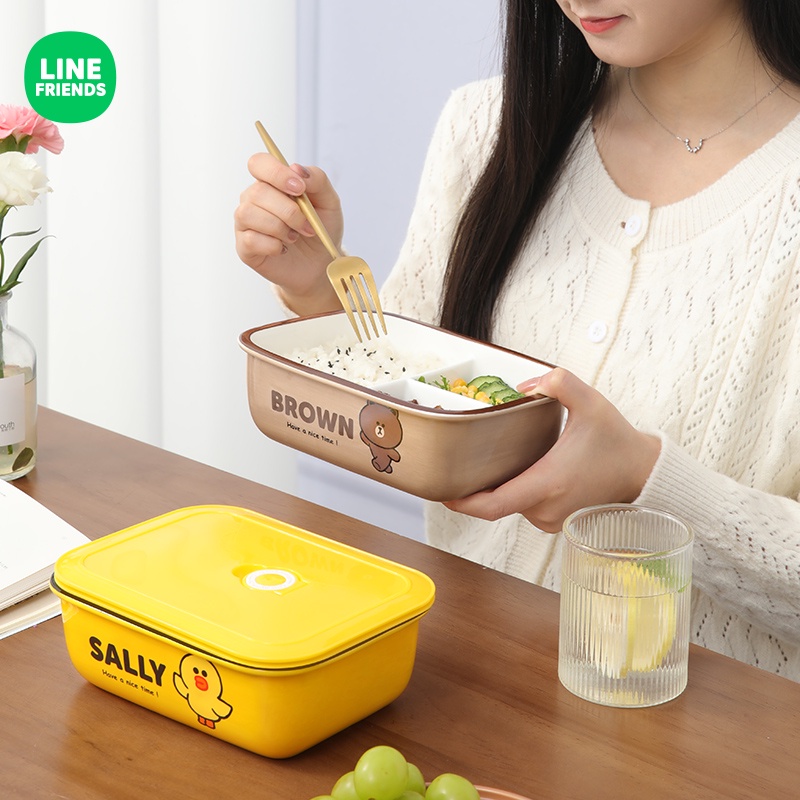 HỘP ĐỰNG CƠM, KHAY NƯỚNG LÒ VI SÓNG LINE FRIENDS GỐM SỨ CHO NHÂN VIÊN VĂN PHÒNG