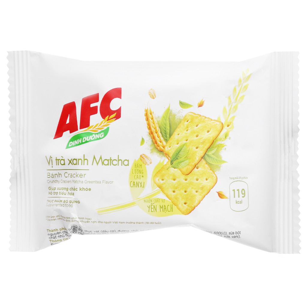 Bánh AFC Dinh Dưỡng 200g(8 gói * 25g) vị rau củ và lúa mì