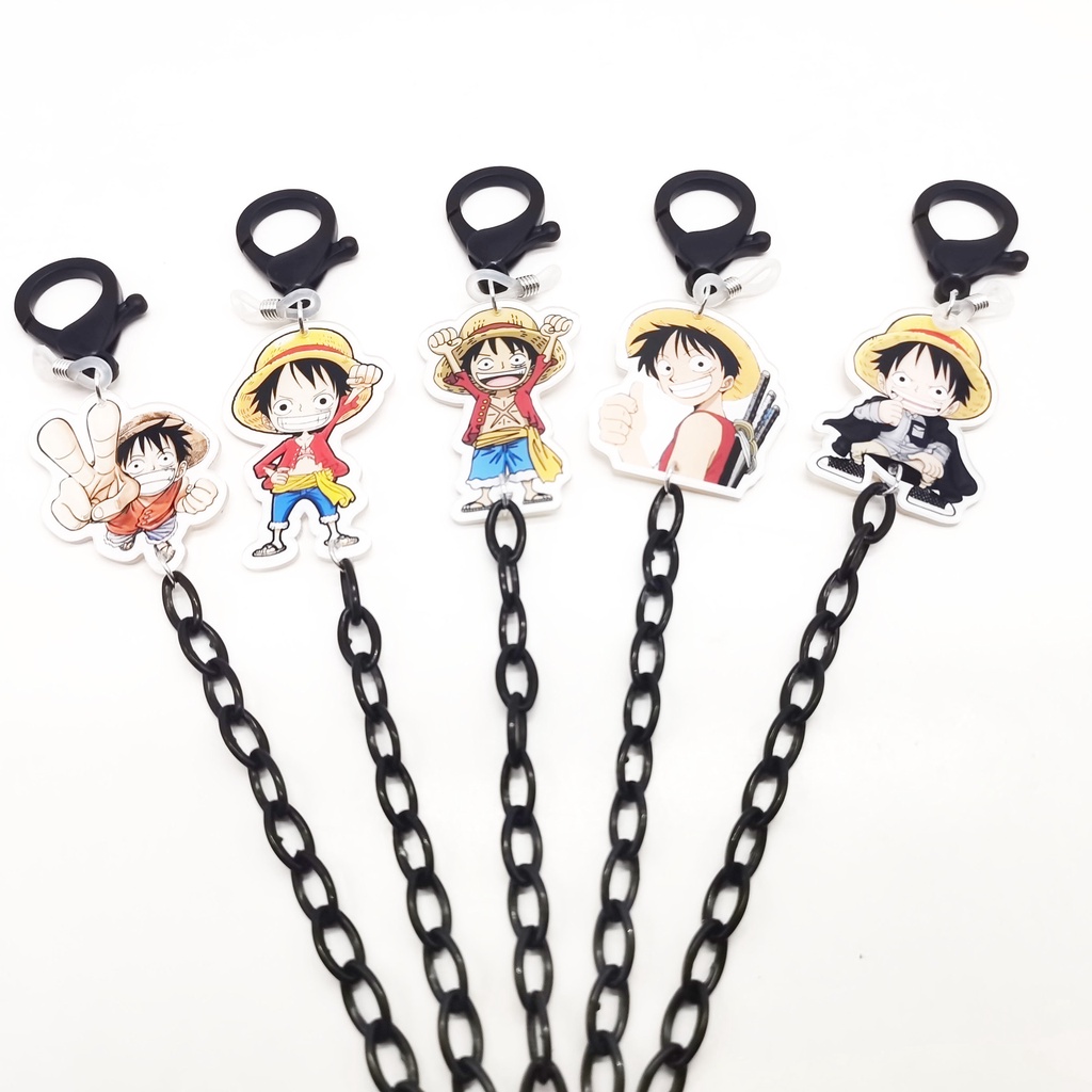 Dây Xích Đeo Khẩu Trang Chống Thất Lạc Bằng Acrylic Hình Luffy One Piece Thời Trang Đa Năng