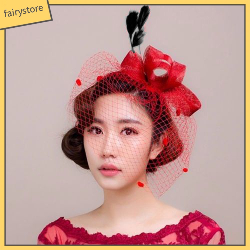 Kẹp tóc kết hợp mạng che mặt cô dâu phong cách retro