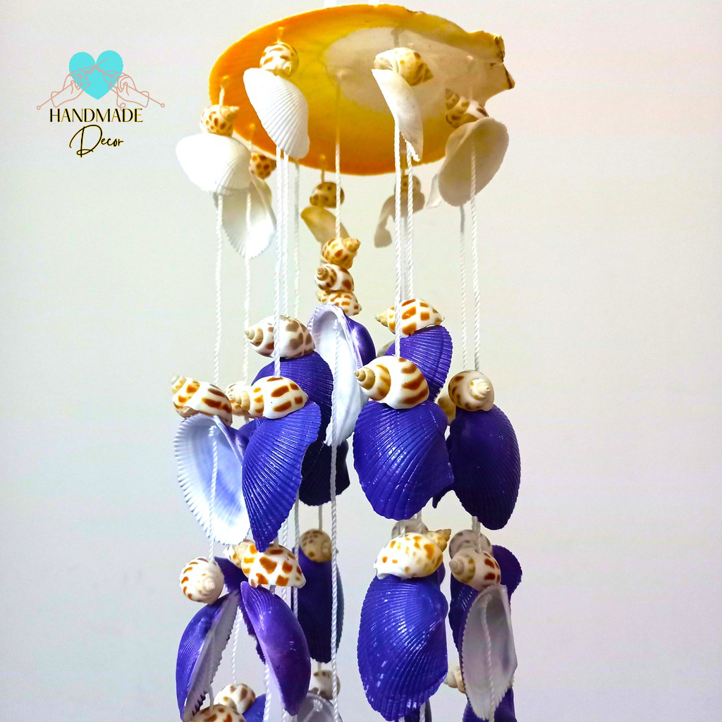 Chuông gió treo cửa làm từ  vỏ sò trang trí ,decor phong cách biển