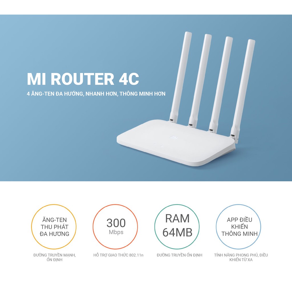 Bộ Phát Sóng Wifi Tốc Độ Cao Xiaomi Mi Router 4C Bản Quốc Tế - Bảo hành 12 tháng | BigBuy360 - bigbuy360.vn