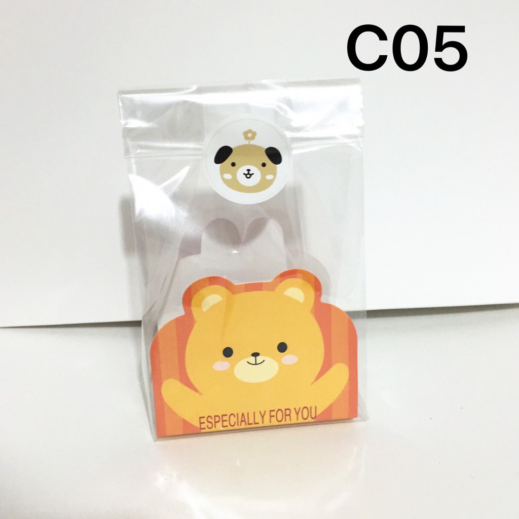 Túi đựng bánh quy/cookie/kẹo gấu thỏ 10c tặng sticker