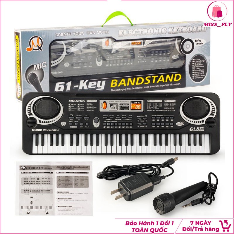 Đàn Piano Electronic Keyboard 61 Phím Kèm Mic Cho Bé Làm Quen Với Âm Thanh Nhiều Chức Năng