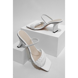 OLV - Giày Braided Strap Heels in White