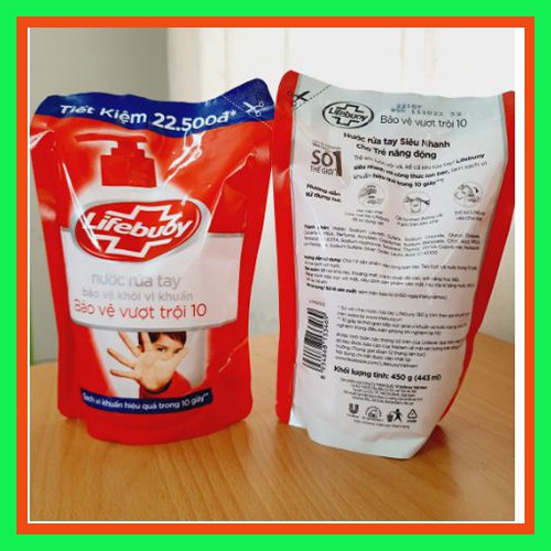 Túi nước rửa tay duyệt khuẩn Lifebuoy 450g-Chính hãng