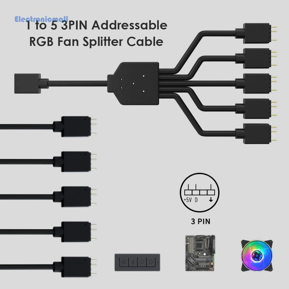 Dây Cáp Chia Cổng Quạt Tản Nhiệt 1-5 3pin Cho Cpu Pc