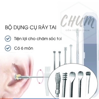 Bộ dụng cụ vệ sinh tai ngoáy tai đồ lấy ráy tai Cao Cấp bằng thép không gỉ