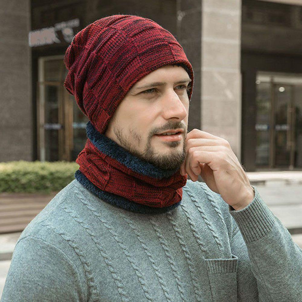 Bộ Mũ Len Dày Dặn Giữ Ấm Mùa Đông Dành Cho Nam Nữ