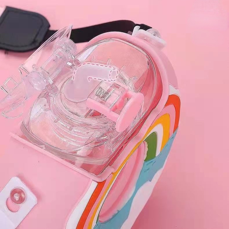 Bình nước nhựa hình khủng long/bánh donut/gấu hoạt hình có ống hút cho bé 380ml