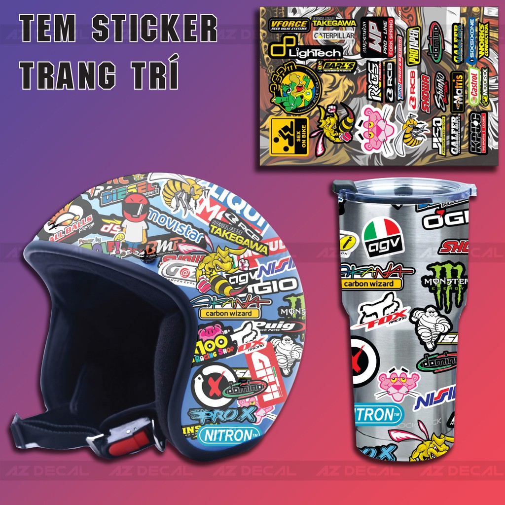 Hình Dán Sticker Chủ Đề Logo Xe Racyng 04 | Trang Trí Xe, Nón Bảo Hiểm, Thiết Bị Công Nghệ | Kích Thước Tờ A4