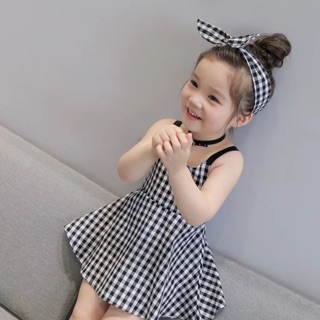Váy kẻ thô 2 dây bé gái ..