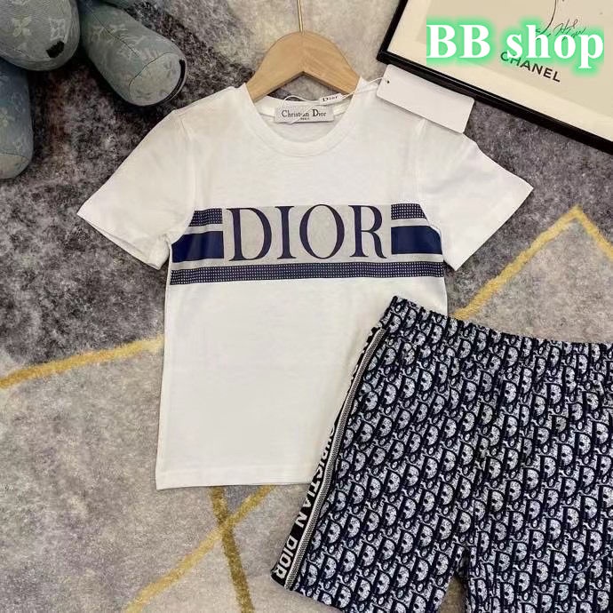 Dior Set Đồ 2 Món Gồm Áo Thun Tay Ngắn + Quần Ngắn Thời Trang Cho Bé Trai Và Bé Gái