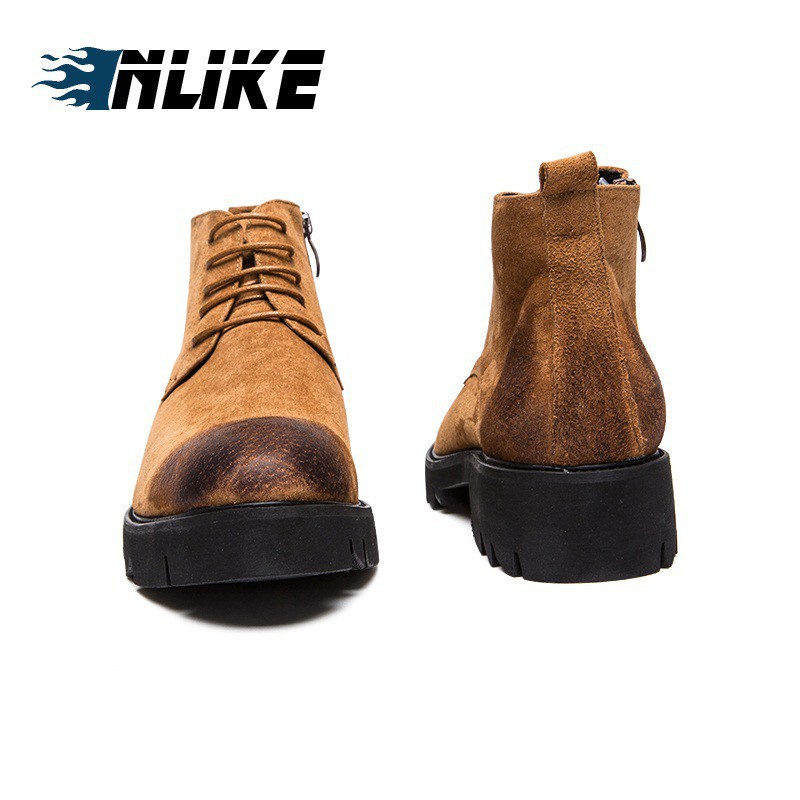 Suede Leather Men Boots Ankle Boots Lace Up Shoes Men Vintage Men Shoes