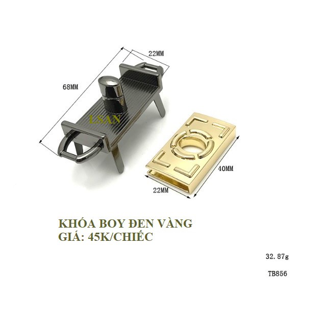 Khóa Boy Đen Vàng Xịn - Khóa túi xách - Phụ kiện túi xách