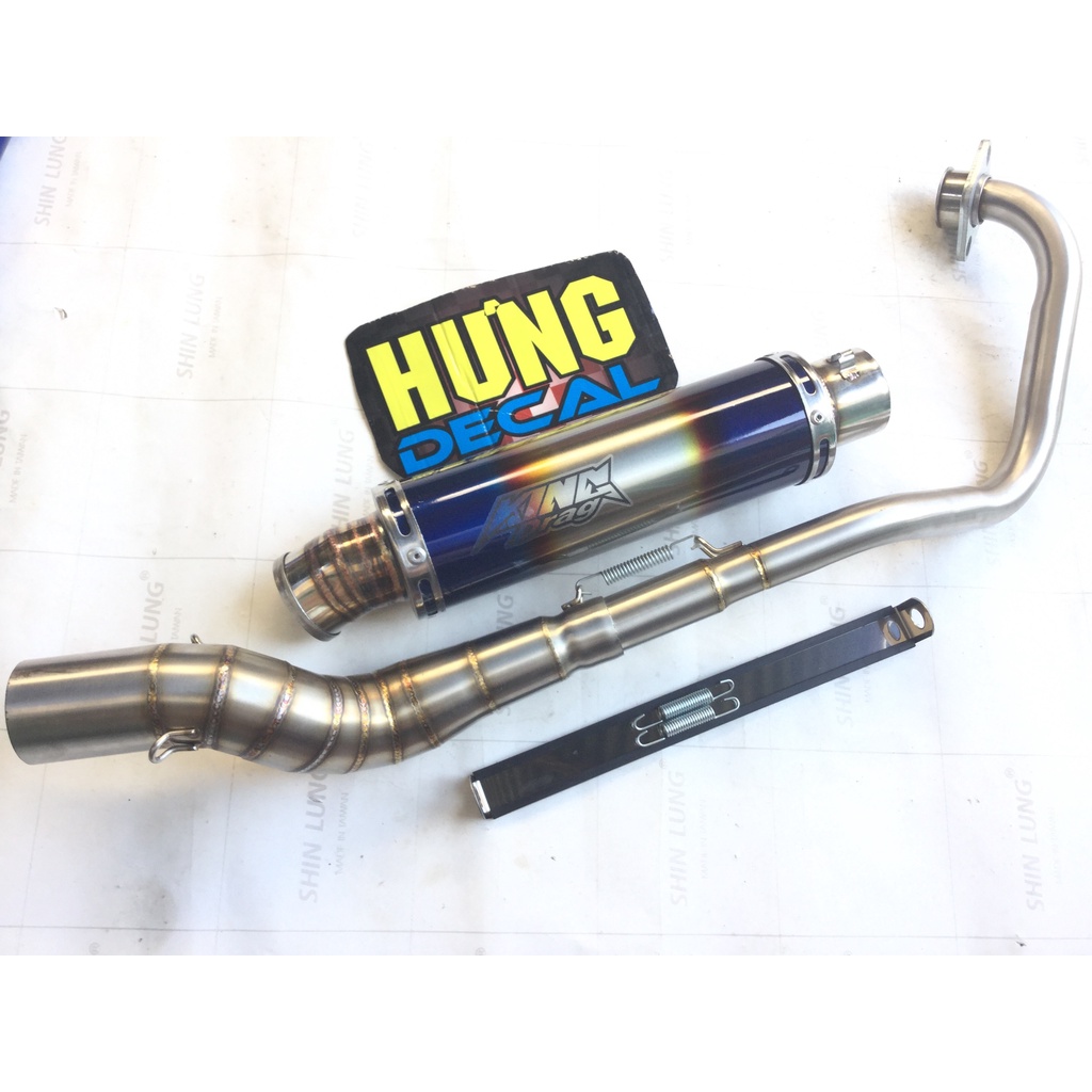 Bộ pô KING DRAG 7 MÀU full cổ 2 khúc inox 304 exciter, WINER, SONIC, satria, RAIDER FI, GSX