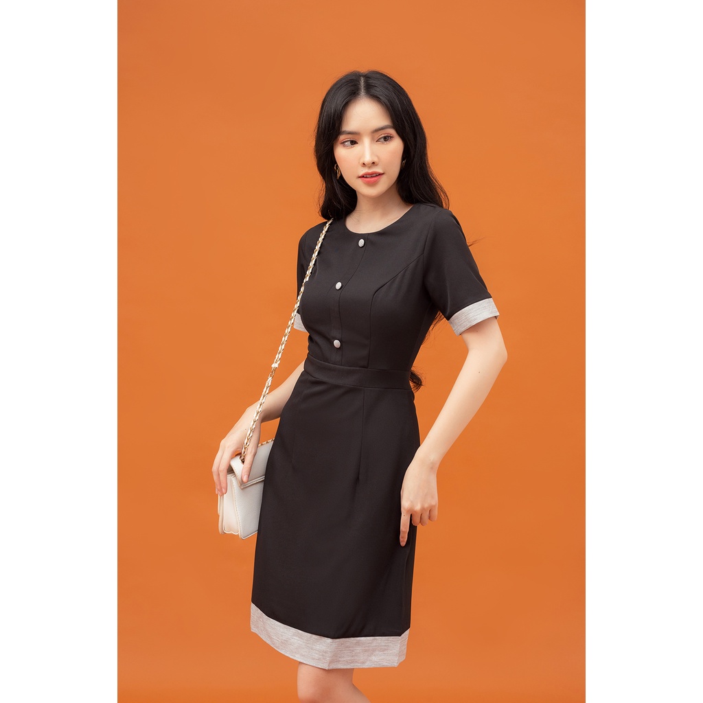 Đầm nữ nút bọc phối viền cách điệu GUMAC DB710 | BigBuy360 - bigbuy360.vn