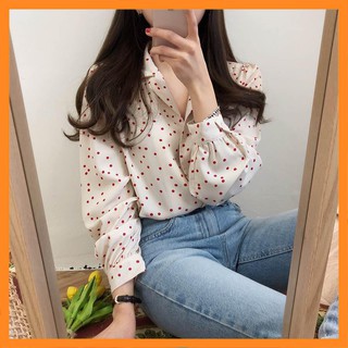Áo sơ mi nữ kiểu chấm bi ưa nhìn