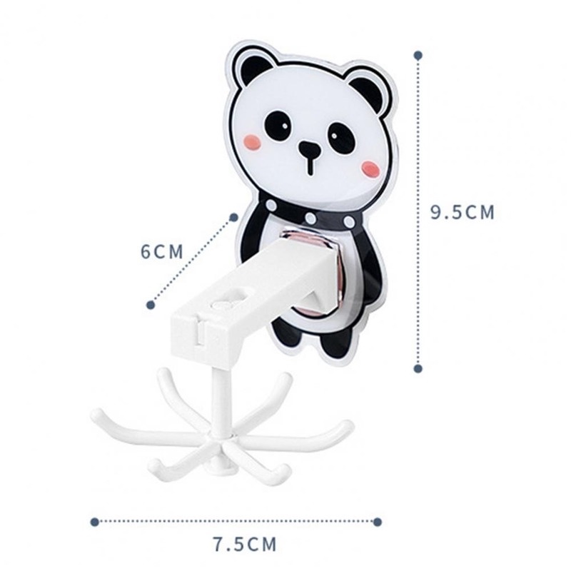 1 móc treo đồ gắn tường hình động vật hoạt hình xoay 360 độ không để lại vết