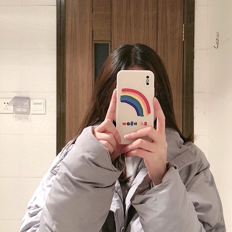 (SIÊU RẺ) Ốp lưng iphone màu kem cầu vồng rainbow 7plus/8/8plus/x/xr/xs/11/12/13/pro/max/plus/promax