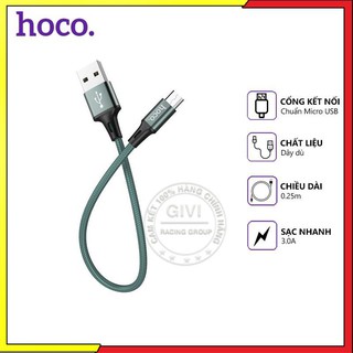 Cáp sạc nhanh hoco du10 pro dây dù 3.0a, cổng kết nối micro usb, dài 0.25m