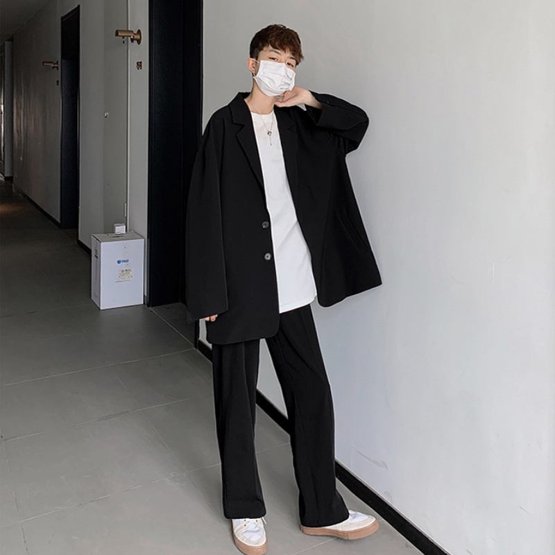 Áo khoác blazer phong cách Harajuku Hàn Quốc cá tính cho nam 2 màu lựa chọn