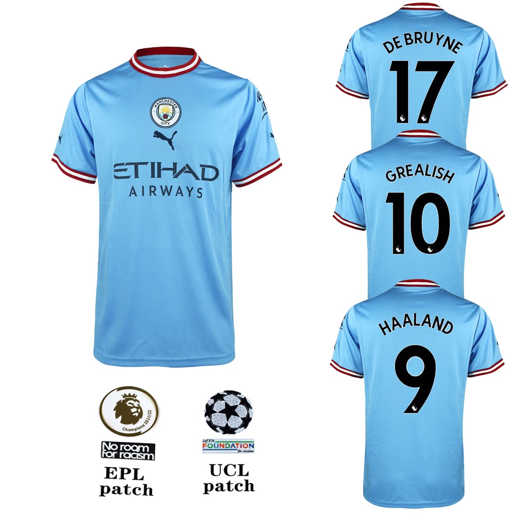 Áo thun số 7 Sterling/ 9 Haaland/ 17 De Bruyne /47 Foden League Manchester City cho người hâm mộ