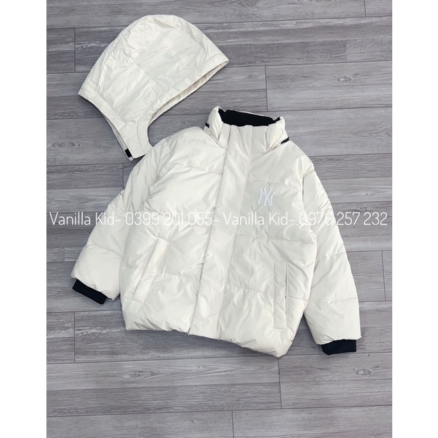 Áo khoác phao M.L.B màu trắng kem & hồng cam dư xịn