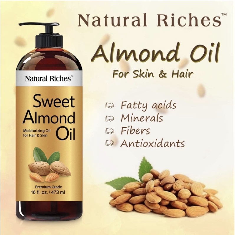 Dầu hạnh nhân 100% nguyên chất Natural Riches sweet almond oil 473ml  USA