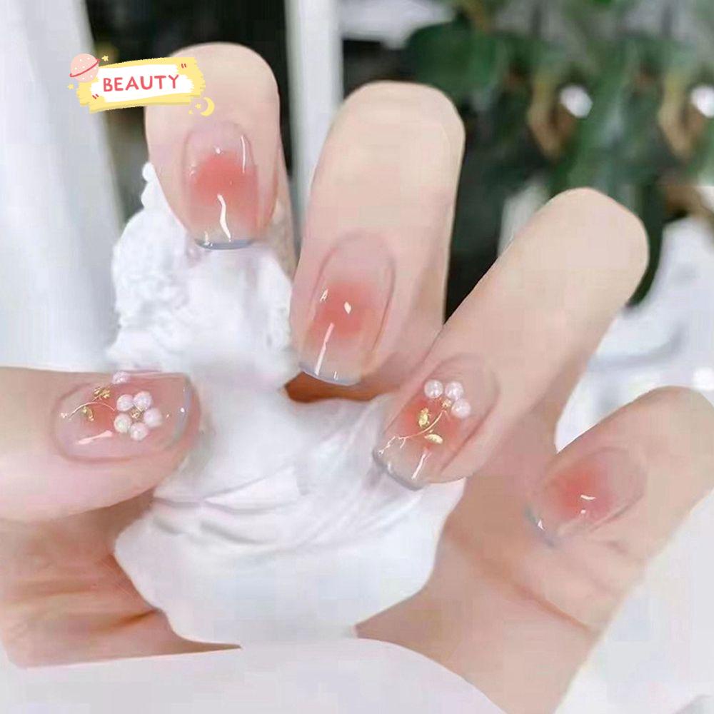 Set 24 Móng Tay Giả Ngắn / Tròn / Vuông Có Thể Tháo Rời