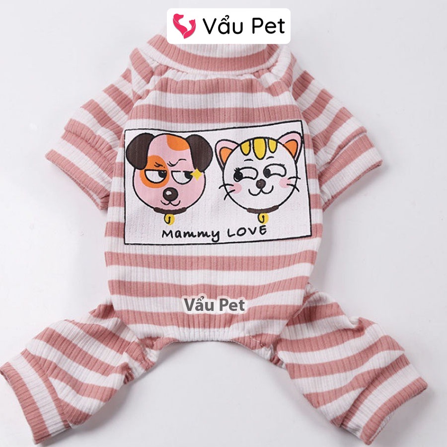 Áo cho chó mèo Pijama vải mềm - Quần áo cho chó poodle, con, lớn, mèo, thú cưng Vẩu Pet Shop