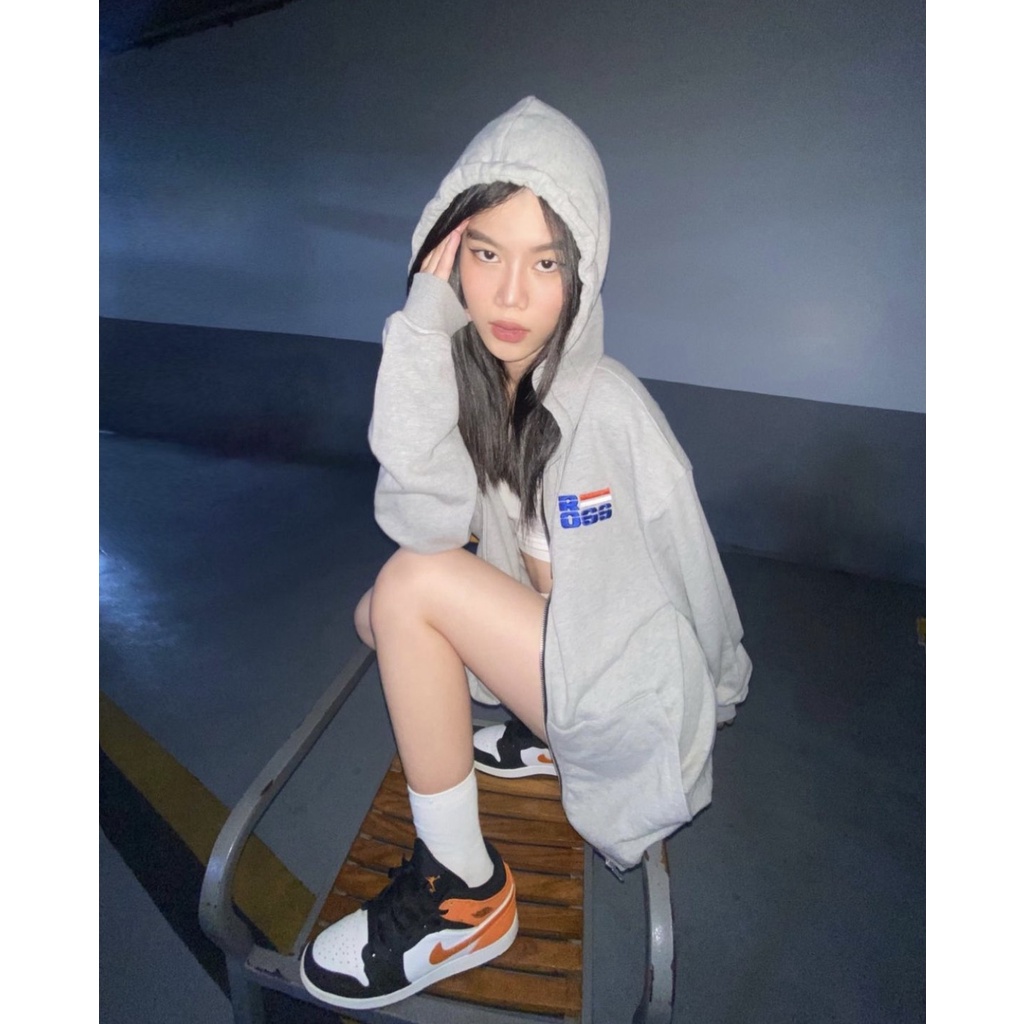 Áo khoác hoodie zip xám Ross Studio chất liệu nỉ có mũ dài tay khoá kéo - Full Zip Hoodie - ROSS STUDIO | BigBuy360 - bigbuy360.vn