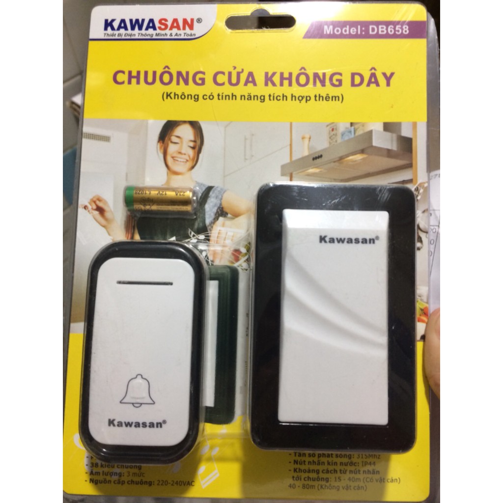 CHUÔNG CỬA KHÔNG DÂY KW- DB658 Giá Rẻ (giao hàng màu ngẫu nhiên )