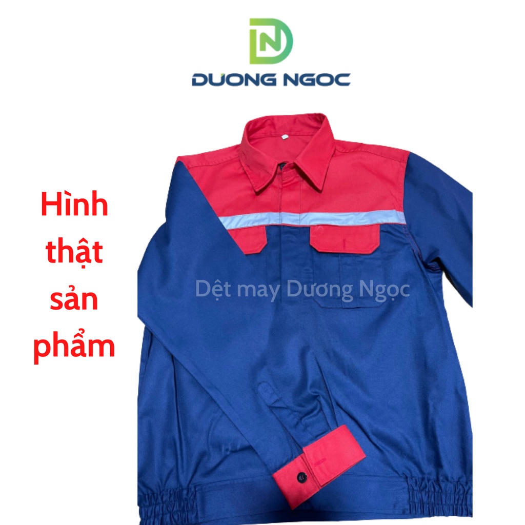 Quần Áo Bảo Hộ Lao Động Đồ Công Nhân, Đồng Phục BHLĐ Nam Nữ Màu Tím Than Phối Đỏ Vải Kaki31 Thấm Hút Mồ Hôi Đủ Size DN14